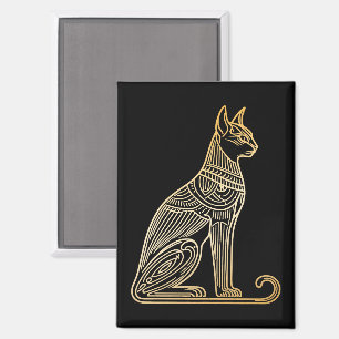 Gold Cat Illustration für Katzenliebhaber Lineart Magnet