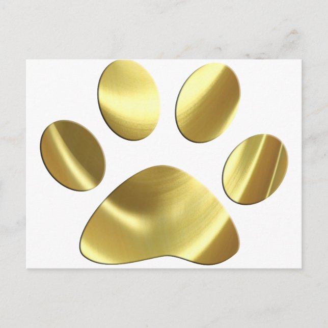 Gold Cat Paw Print Postkarte (Vorderseite)