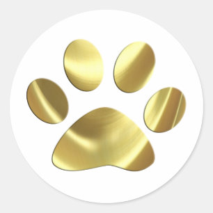 Gold Cat Paw Print Runder Aufkleber