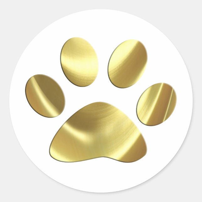 Gold Cat Paw Print Runder Aufkleber (Vorderseite)