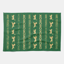 GOLD CATS HUNDE MURRY CHRISTMAS GESCHIRRTUCH
