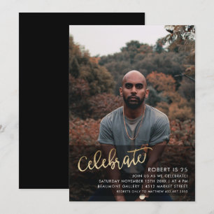 Gold-Celebrate  Foto Geburtstag Einladung