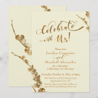 Gold "Celebrate with us" mit Botanicals, Elfenbein
