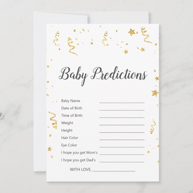 Gold Celebration Baby Shower Baby Predictions Spie (Vorderseite)