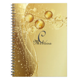 Gold Celebration Custom Monogram Name Notebook Notizblock