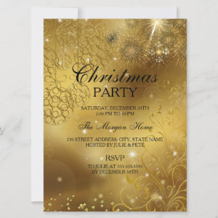 Gold Celebration Sparkle Noël Invitation de vacanc
