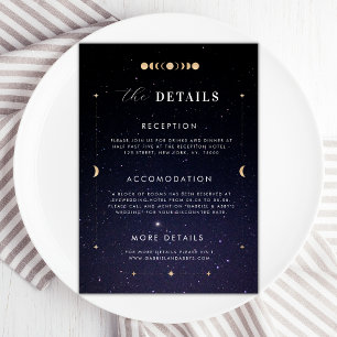 Gold Celestial Starry Moon Details Hochzeitskarte Einladung