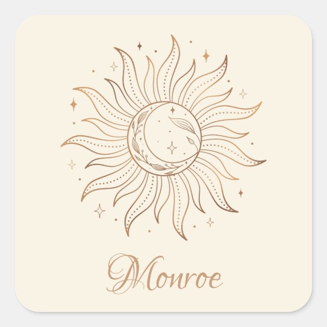 Gold Celestial Sun & Moon auf der Aufkleber für de (Vorderseite)