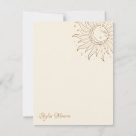 Gold Celestial Sun & Moon auf der ElfenbeinNote Ca Mitteilungskarte