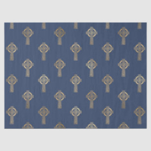 Gold Celtic Cross auf Navy Blue Decoute Seidenpapier