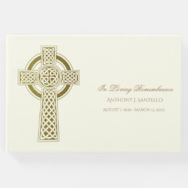 Gold Celtic Cross Irish Memorial Beerdigung Gästebuch