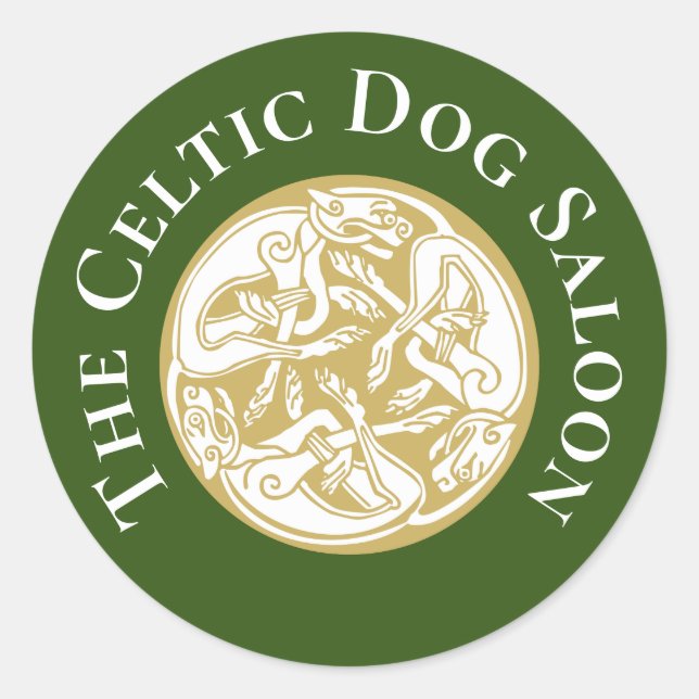 Gold Celtic Dog Trio Custom Runder Aufkleber (Vorderseite)