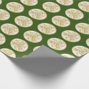 Gold Celtic Dog Trio Patten Geschenkpapier