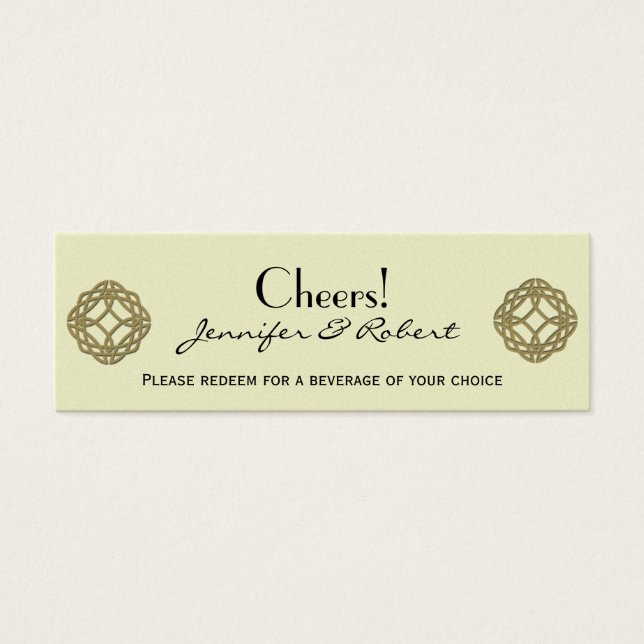 Gold Celtic Eternity Knot Wedding Drink Ticket (Vorderseite)