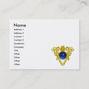 GOLD CELTIC HERART JEWEL BLUE SAPPHIRE GEMSTONE VISITENKARTE