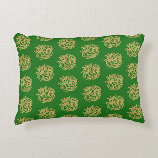 Gold Celtic Horse Pattern Dekokissen (Vorderseite)