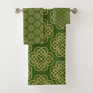 Gold Celtic Kleeblatt Muster Badhandtuch Set