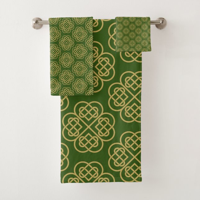 Gold Celtic Kleeblatt Muster Badhandtuch Set (Insitu)