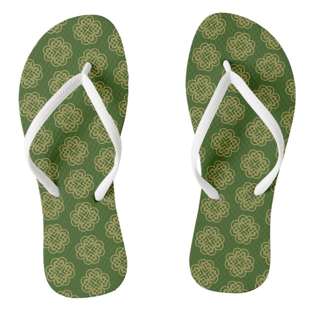 Gold Celtic Kleeblatt Muster Flip Flops (Fußbett)
