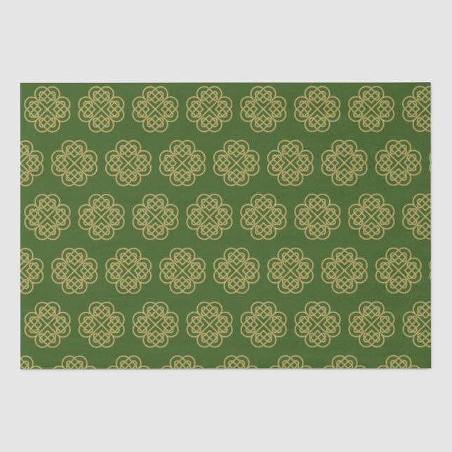 Gold Celtic Kleeblatt Muster Seidenpapier (Vorderseite)