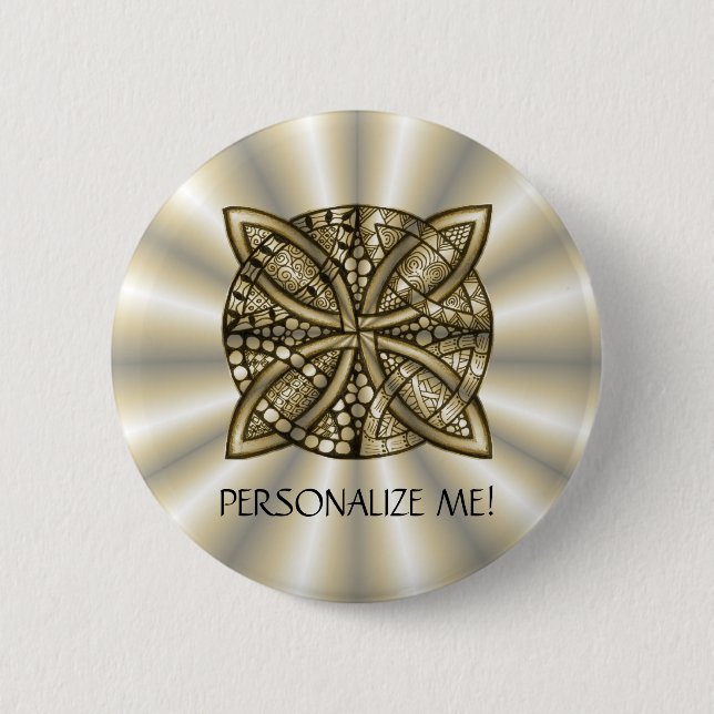 Gold Celtic Knot Original Artistic Design Button (Vorderseite)