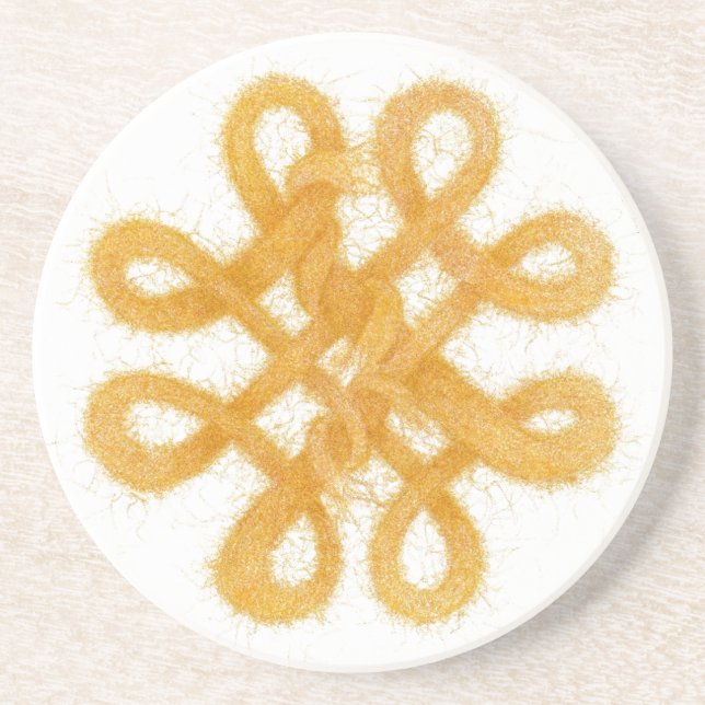 GOLD CELTIC KNOT Round Sandstone Untersetzer (Vorne)
