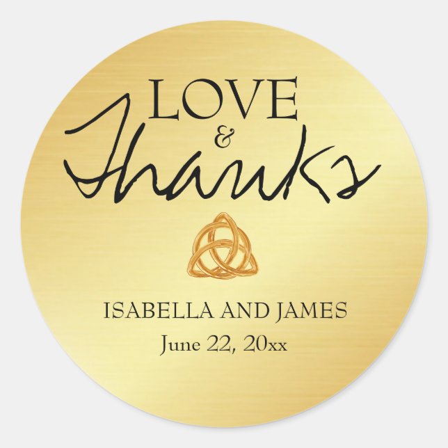 Gold Celtic Knot Wedding Sticker Custom Vielen Dan (Vorderseite)