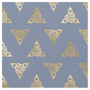 Gold Celtic Lindisfarne  Knospen auf blauem Blau Stoff