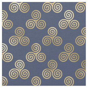 Gold Celtic Triskele Spiralen auf Navy Blue Stoff
