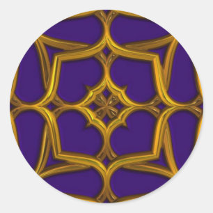 Gold Celtic Weave im Lila Hintergrund Runder Aufkleber