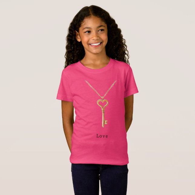 Gold Chain Heart Necklace Love T-Shirt (Vorne ganz)