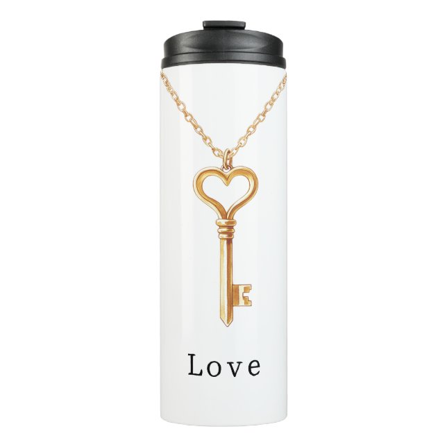 Gold Chain Heart Necklace Love Thermosbecher (Vorderseite)