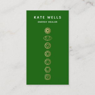 Gold Chakras Green Spiritual Energy Healer Visitenkarte