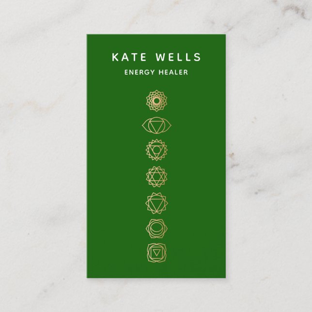 Gold Chakras Green Spiritual Energy Healer Visitenkarte (Vorderseite)