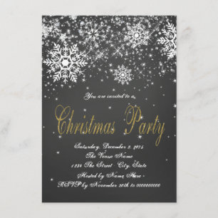 Gold Chalkboard Snowflake Weihnachts-Party Einladung