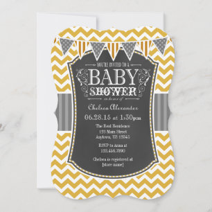 Gold Chalkboard Zickzack Baby Dusche einladen Einladung