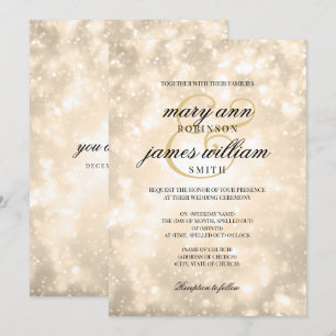 Gold Champagne Bokeh Elegant Wedding Einladung