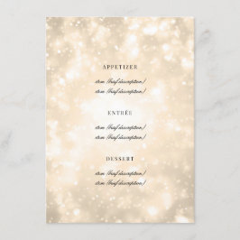 Gold Champagne Bokeh Elegantes Hochzeitsmenü Menükarte