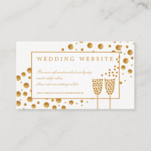 Gold Champagne Bubbles Wedding Website Begleitkarte