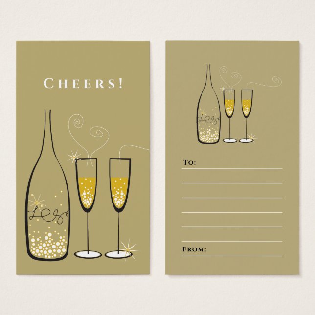 Gold Champagne Bubbly Holiday Party Gefallen Gesch (Vorne & Hinten)