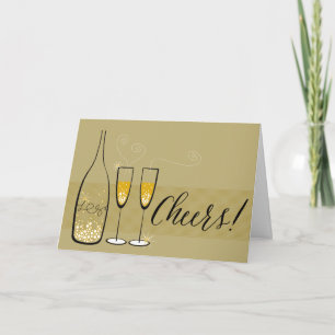Gold Champagne Cheers Bubbly Stylish Chic New Year Feiertagskarte