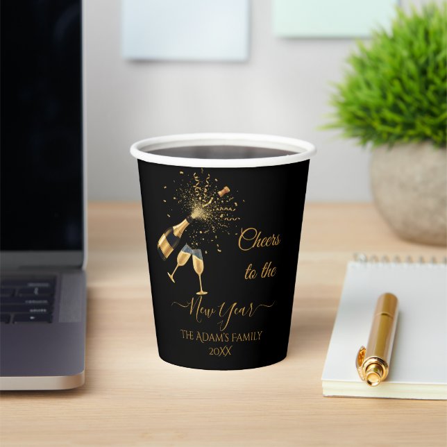  Gold Champagne Cheers New Year Pappbecher (InSitu)