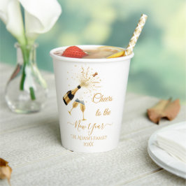 Gold Champagne Cheers New Year Pappbecher