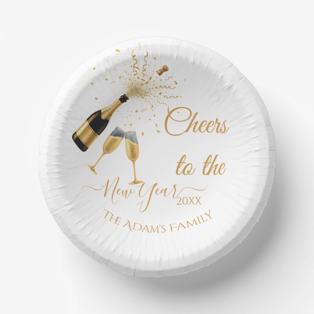  Gold Champagne Cheers New Year Pappteller (Vorderseite)