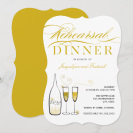 Gold Champagne Chic Hochzeit Probe Dinner Party Einladung