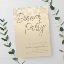 Gold Champagne Lights Script Dinner Party