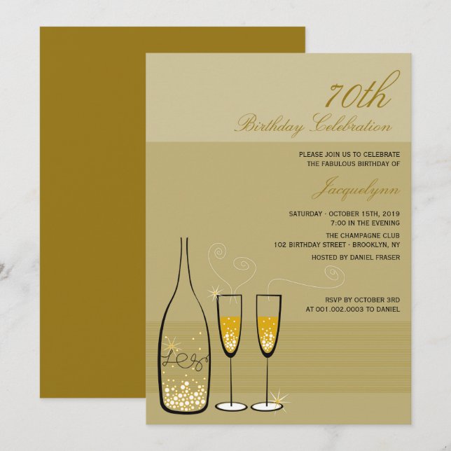 Gold Champagne Milestone Anniversaire Invitation d (Devant / Derrière)