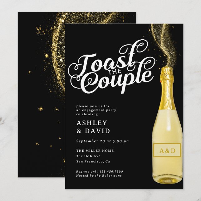 Gold Champagne | Toast | Einladung der Einsatzgrup (Vorne/Hinten)