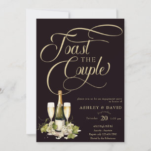 Gold Champagne Toast Engagement Einladung