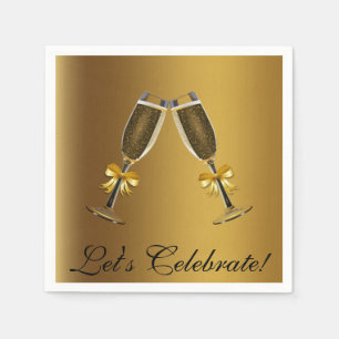 Gold Champagner Brille Celebration Paper Napkins Serviette